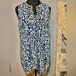 Michael Kors Blue and White Lace-Up Flowy /Dress or can be worn as Blouse